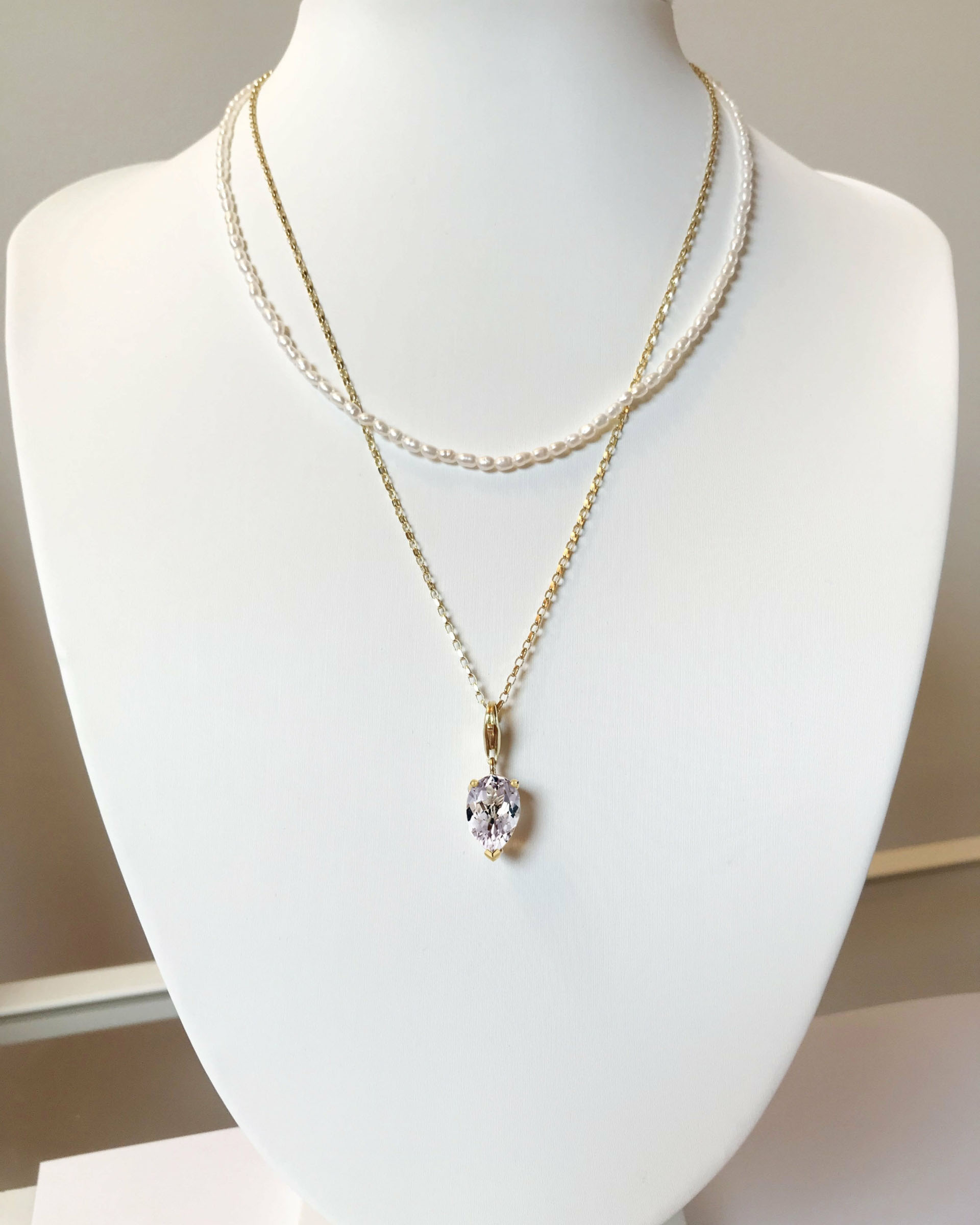 Bloom Gold Pearl And Purple Amethyst Detachable Charm Necklace