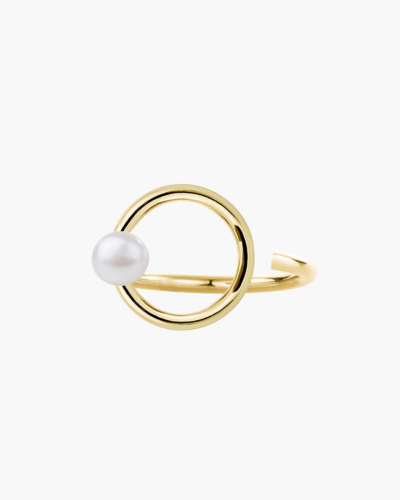 Curl Yellow Gold Pearl Ring