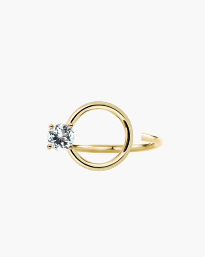 Curl Yellow Gold White Topaz Ring