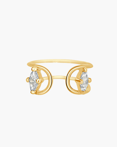 Yellow Gold Double C Two Marquises Diamonds Ring