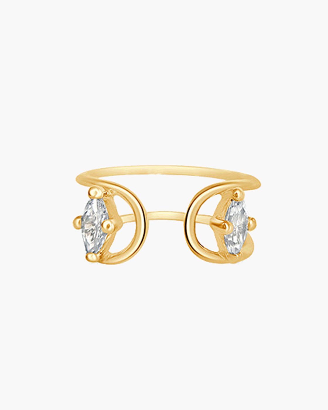 Gelbgold-Doppel-C-Ring mit zwei Marquise-Diamanten