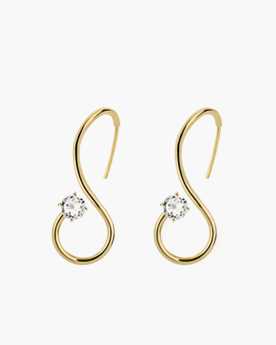 Infinity Gold Earrings with White Topaz