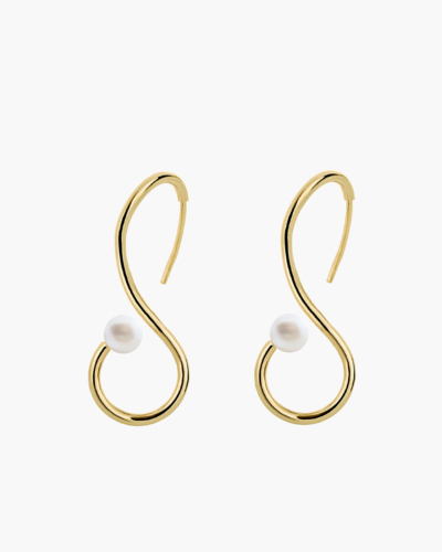 Infinity Gold Earrings with a Pearl