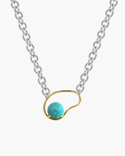 Neon Big Gold and Silver Amazonite Necklace