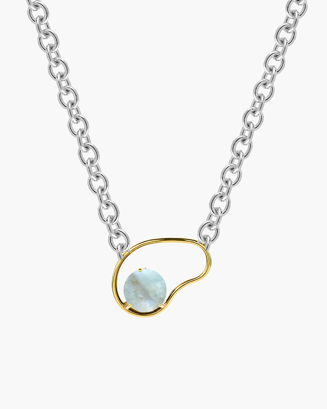 Neon Big Gold and Silver Moonstone Necklace