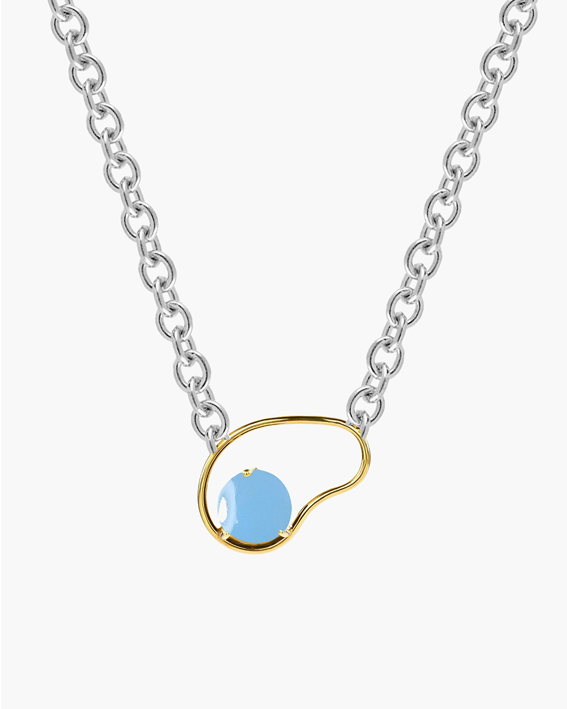 Neon Big Gold and Silver Chalcedony Necklace