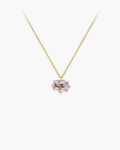 Octogone White Topaz Gold Necklace