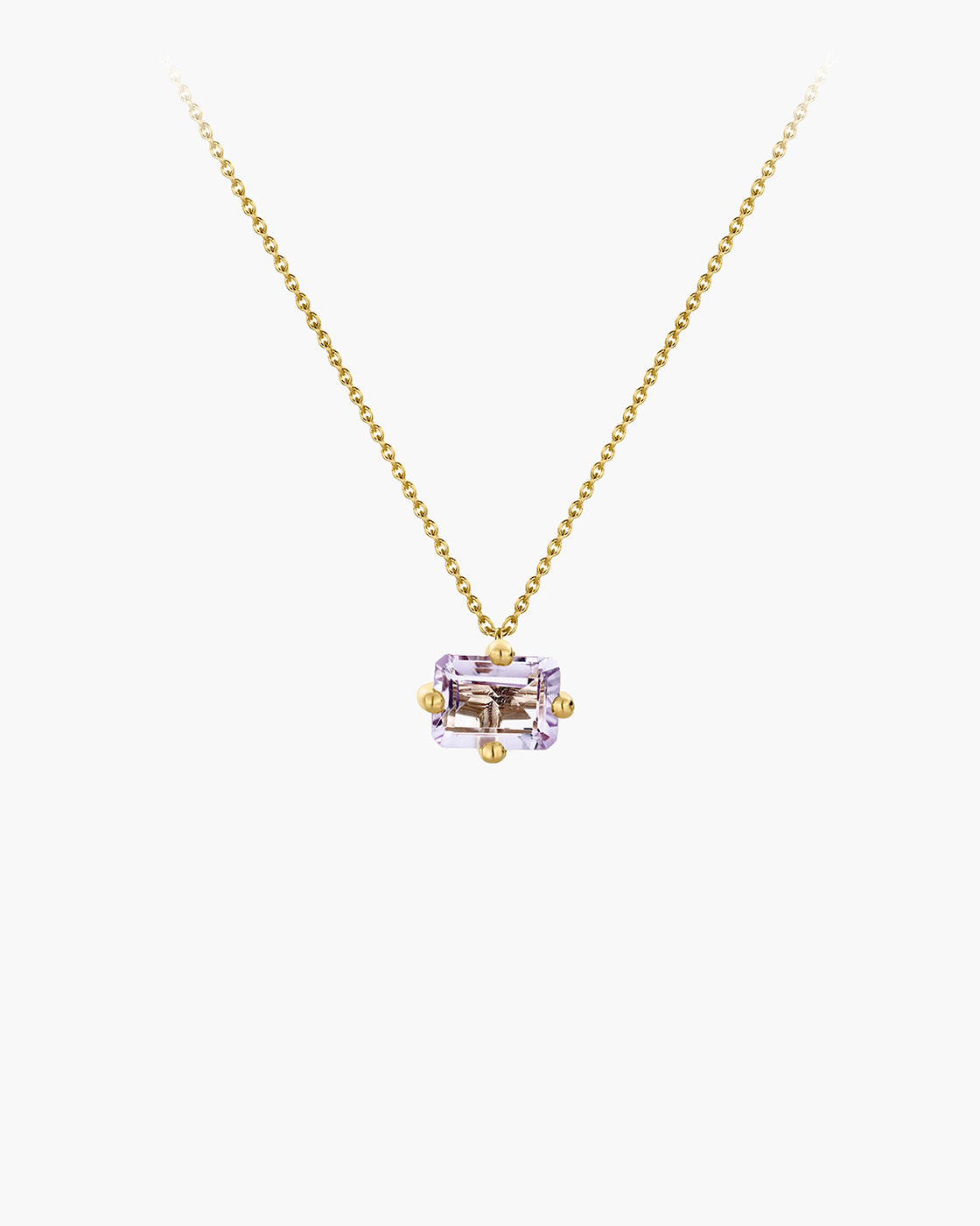 Octogone White Topaz Gold Necklace
