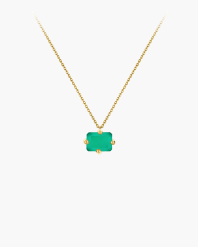 Octogone Green Onyx Gold Necklace