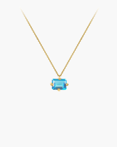Octogone Blue Topaz Gold Necklace