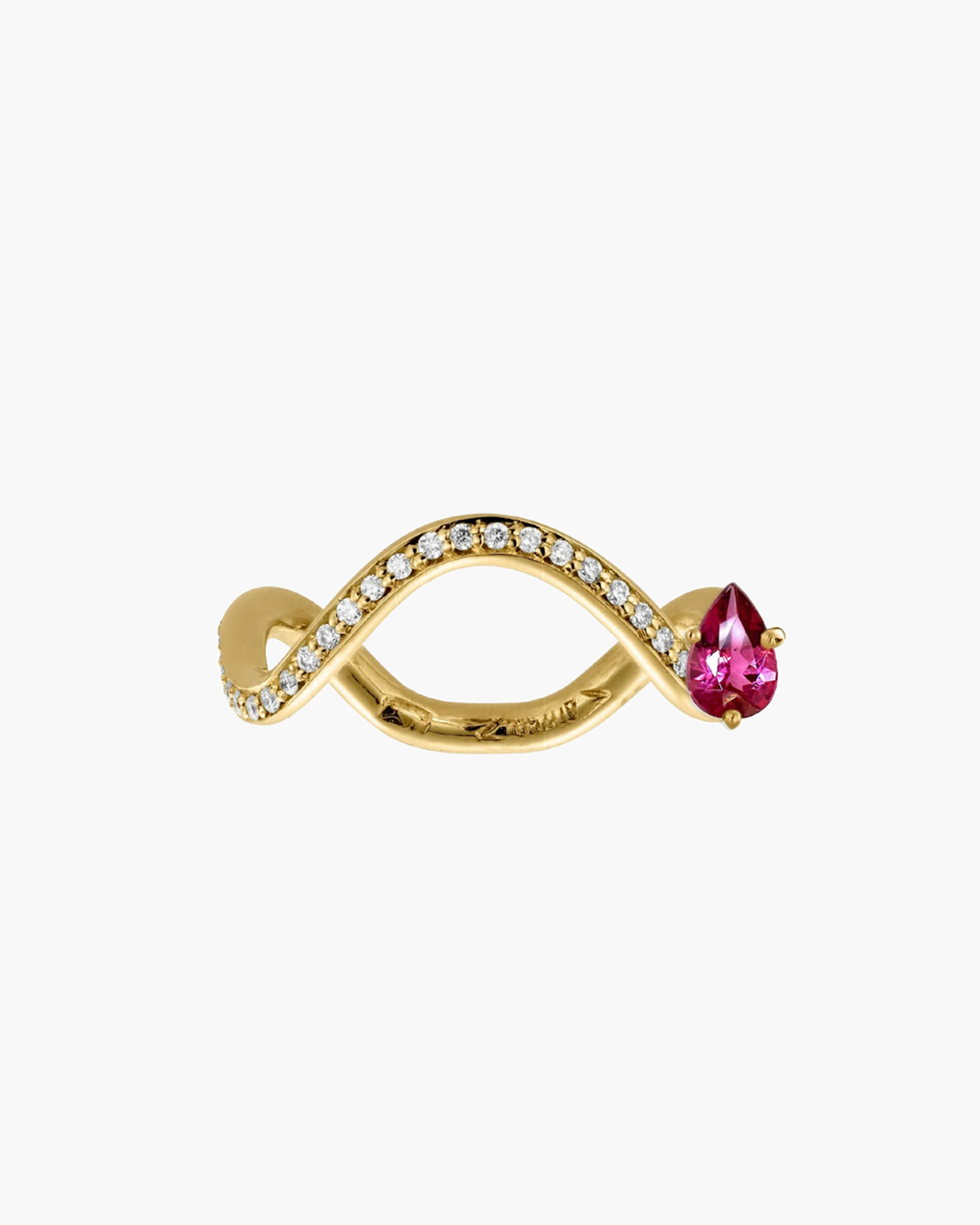 Petite Comete Yellow Gold Pink Tourmaline And Diamond Ring