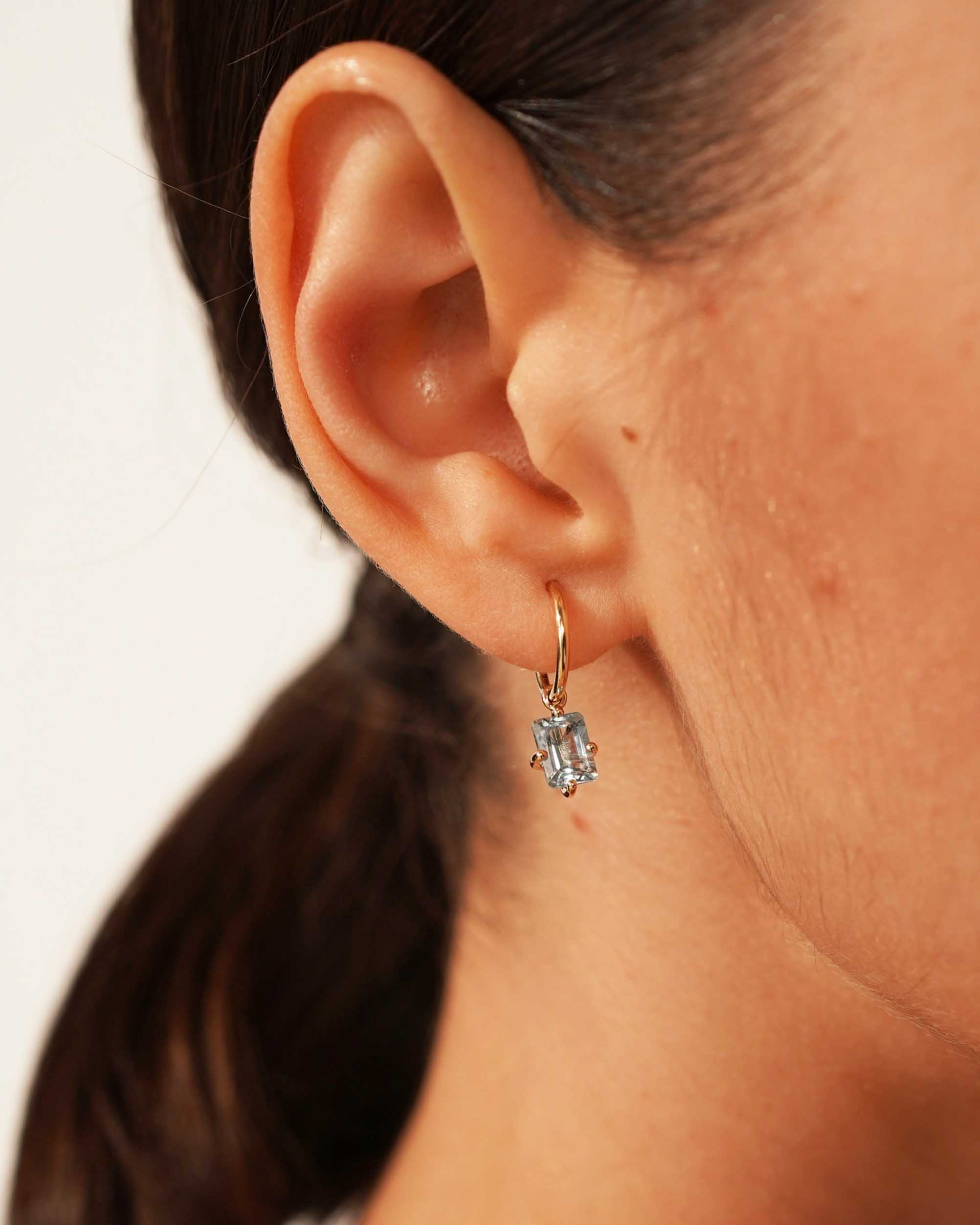 Petite Creole Blue Topaz Earrings