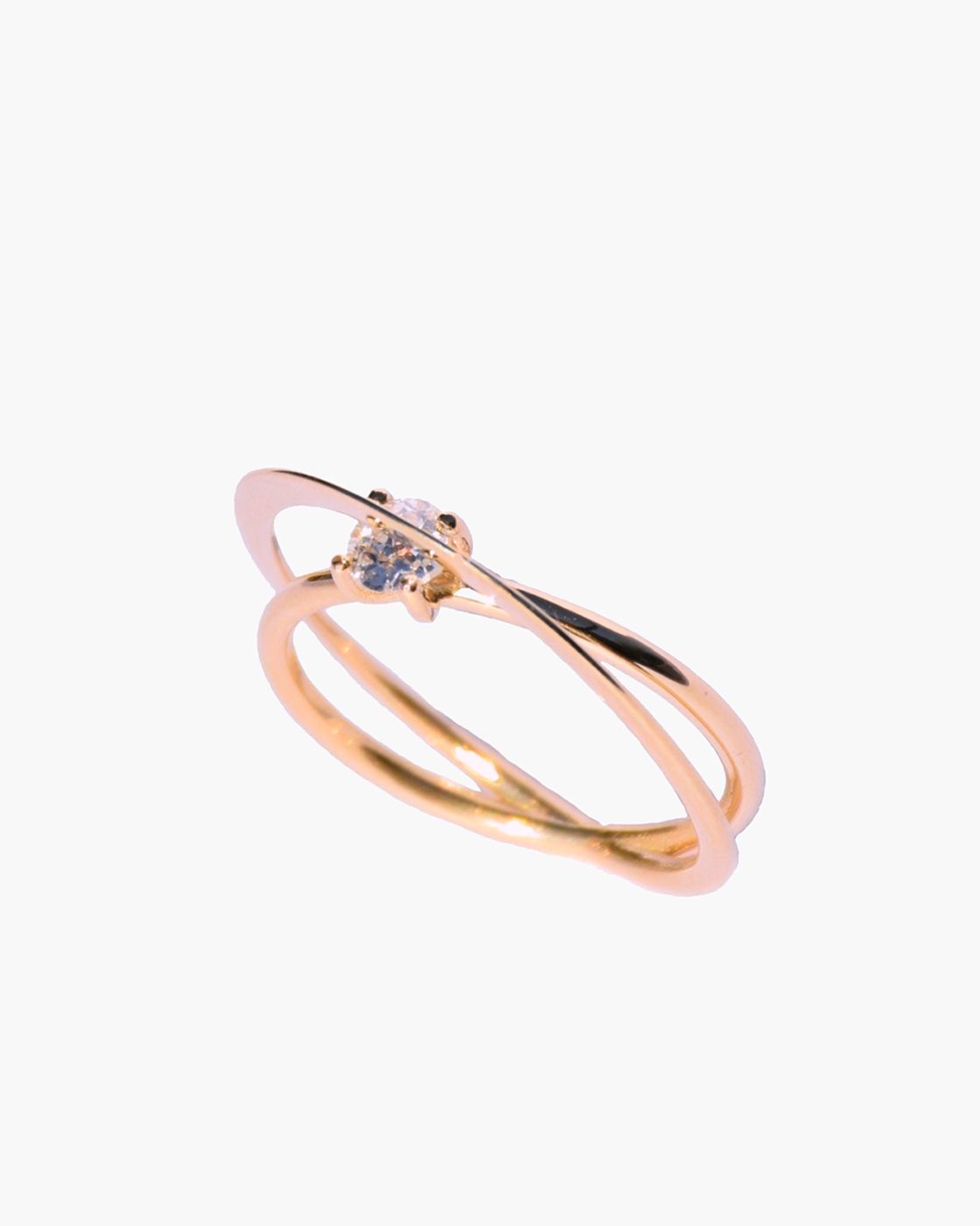Full Moon Pink Gold Diamond Solitaire Ring