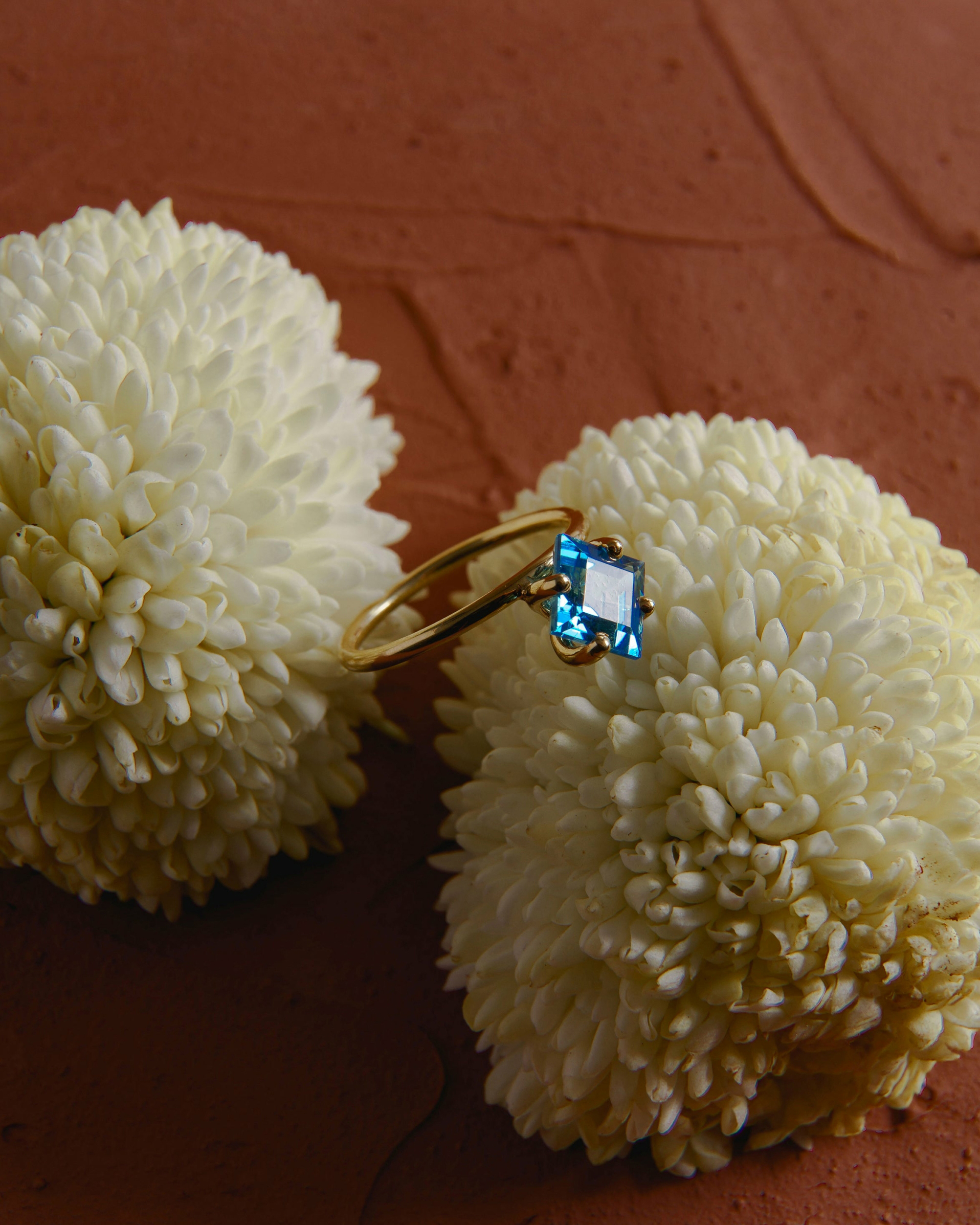 Square Yellow Gold Topaz Ring