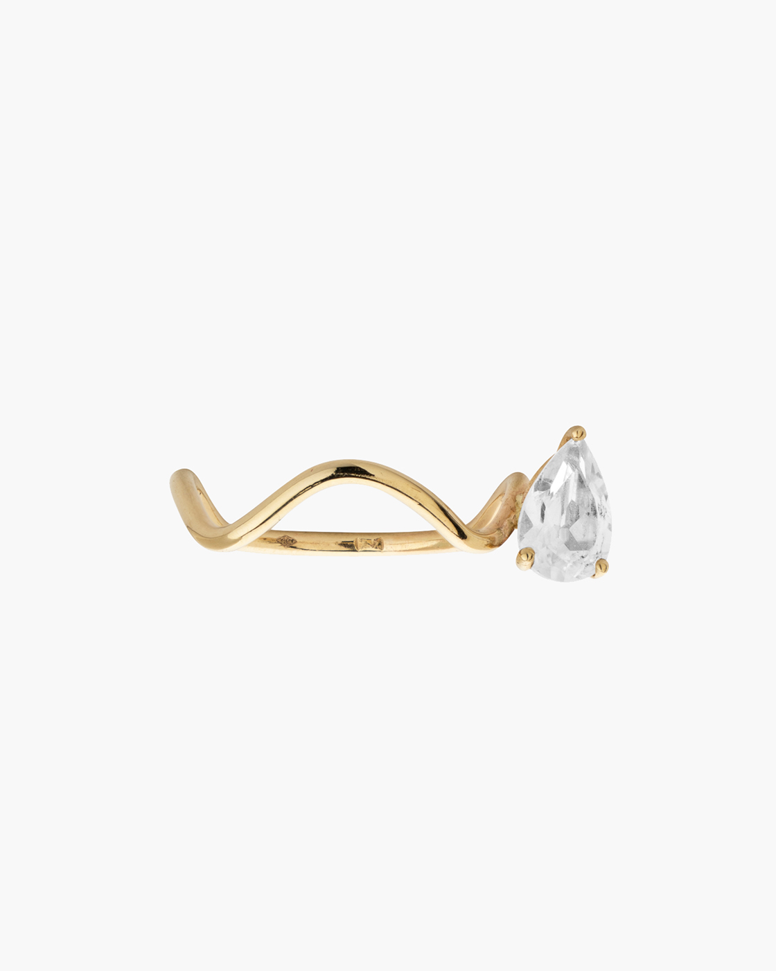 Petite Comete Yellow Gold Ring with a White Topaz