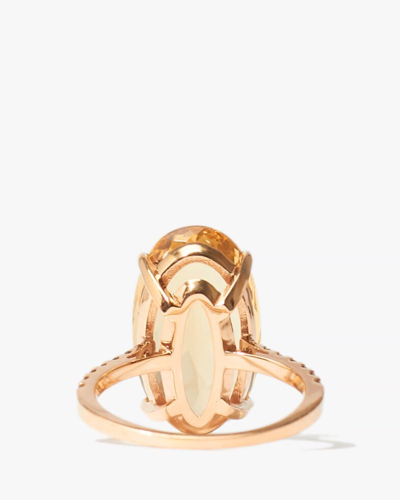 Gold Beryl and Diamond Cocktail Ring in Pink Gold