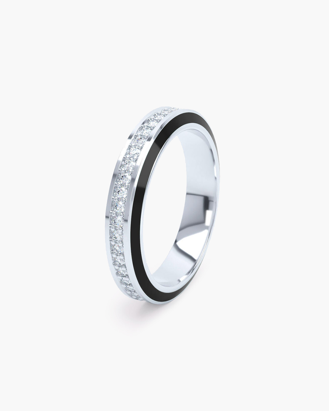 Eternity Black Enamel 4mm White Gold Diamond Ring