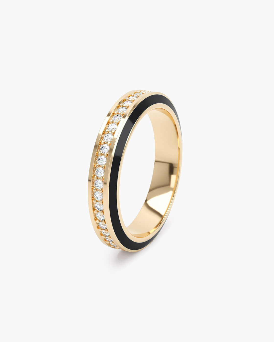 Eternity Pink Gold Black Enamel 4mm Diamond Ring