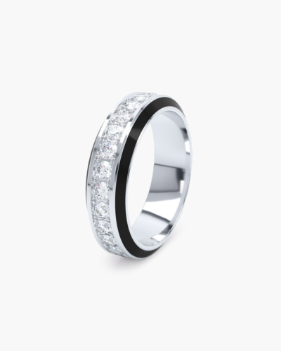 Eternity Black Enamel 6mm White Gold Diamond Ring