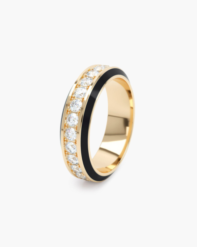 Eternity Black Enamel 6mm Yellow Gold Diamond Ring