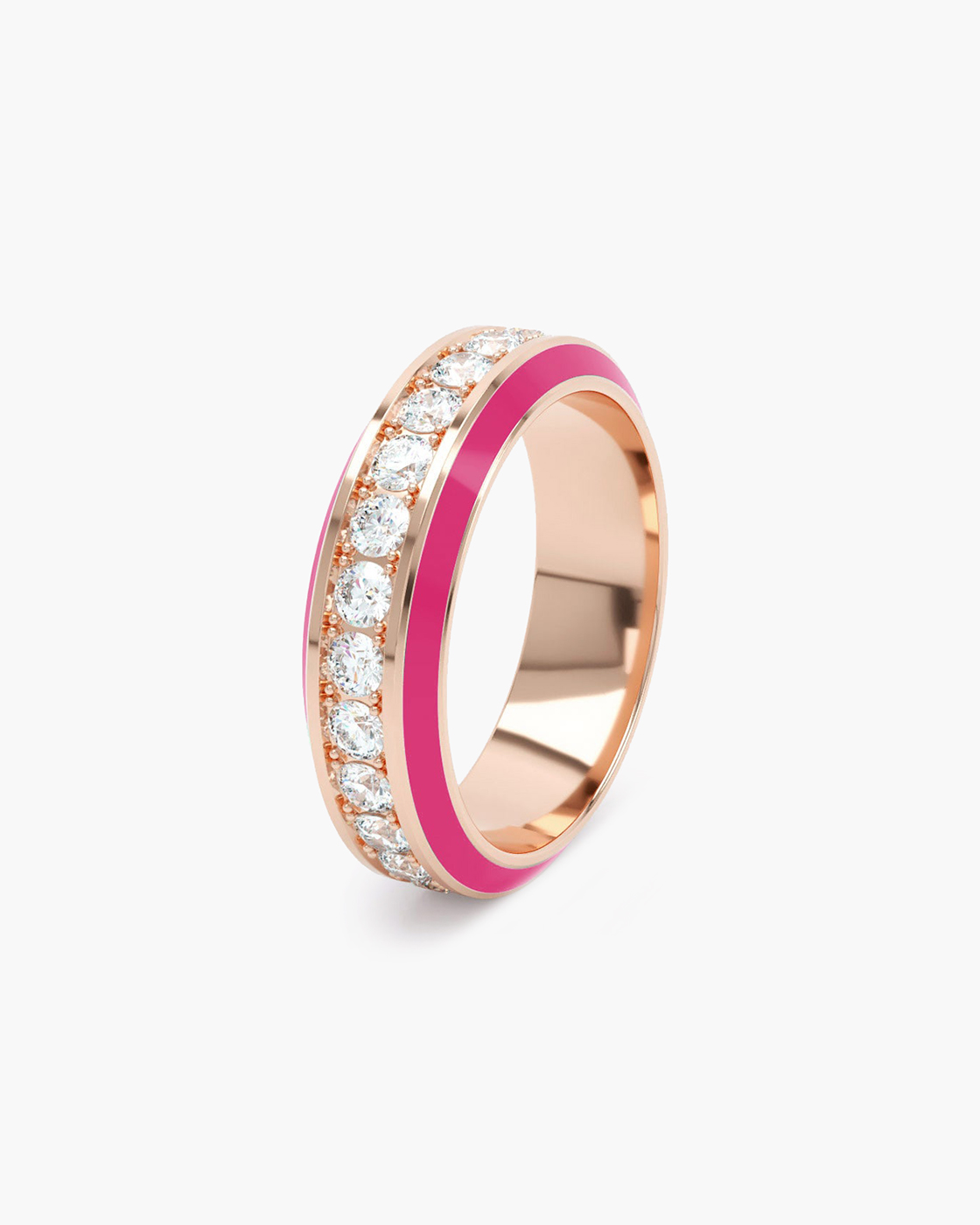 Eternity Rose Gold Pink Enamel 6mm Diamond Ring