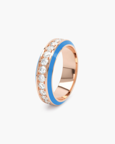 Eternity Pink Gold Blue Enamel 6mm Diamond Ring