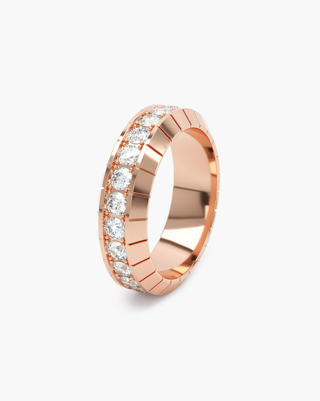 Eternity Pink Gold Engraved 6mm Diamond Ring