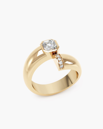 Toi Et Moi Polished Yellow Gold Asscher Diamond Ring