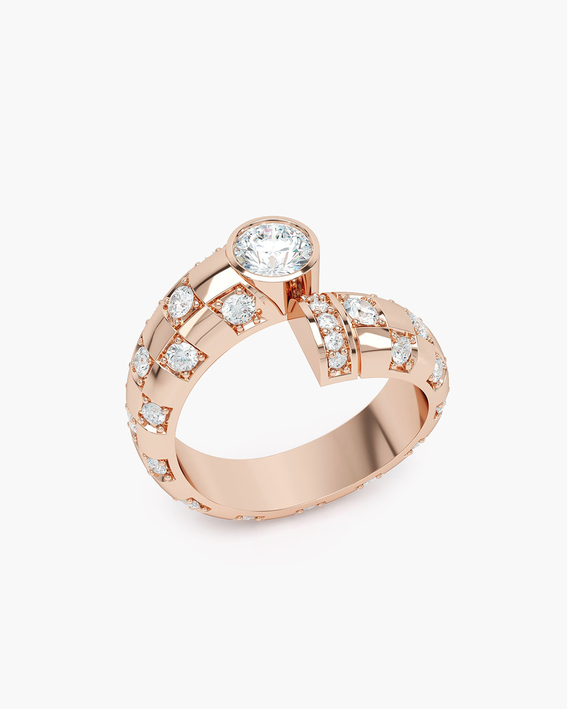 Toi Et Moi Pink Gold Checkerboard Brilliant Ring