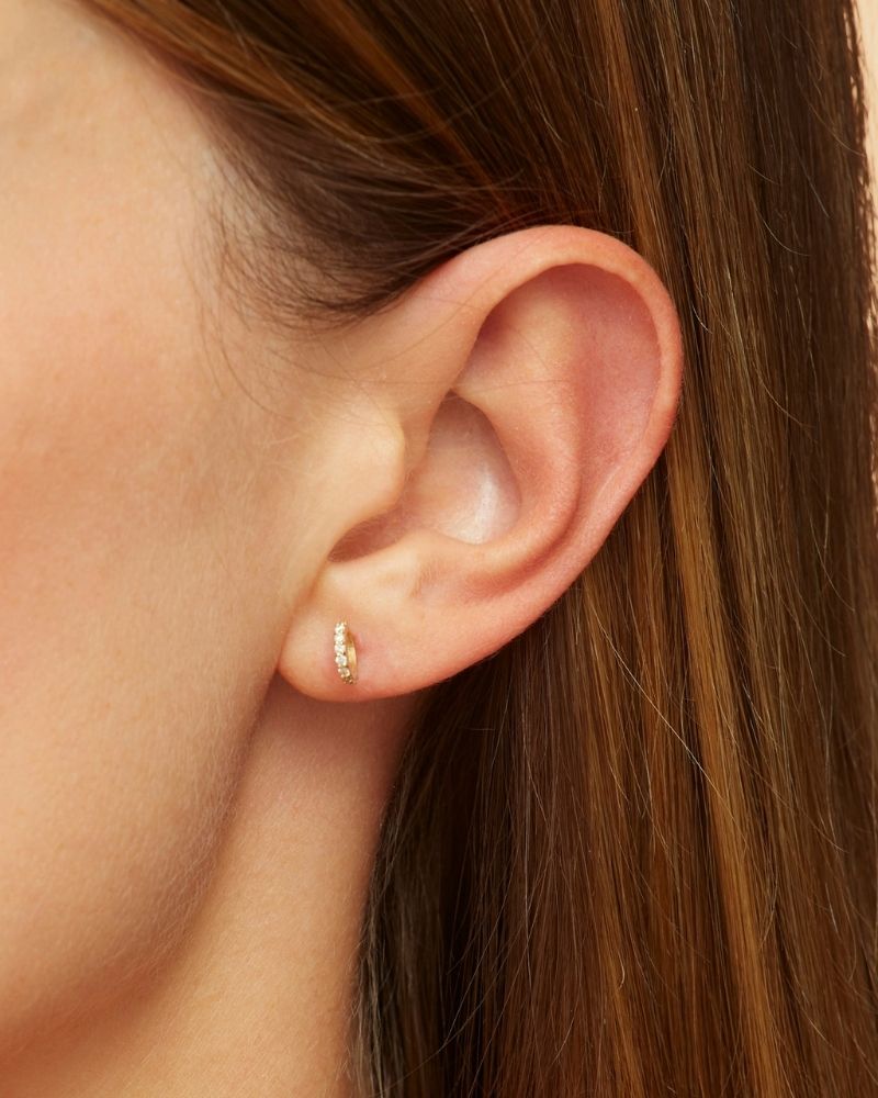 Diamond Orbit Stud Yellow Gold Earrings
