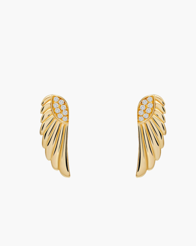 Diamond Goddess Wings Yellow Gold Earrings