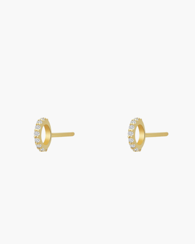 Diamond Orbit Stud Yellow Gold Earrings