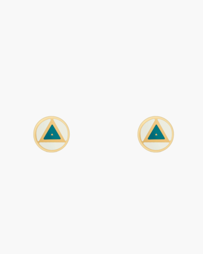 Enamel Triangle Gold Stud Earrings