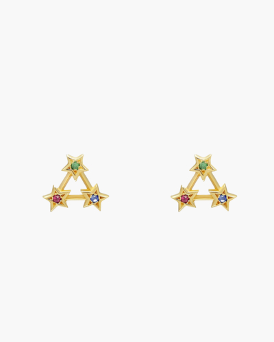 Rainbow Star Gemstone Stud Gold Earring