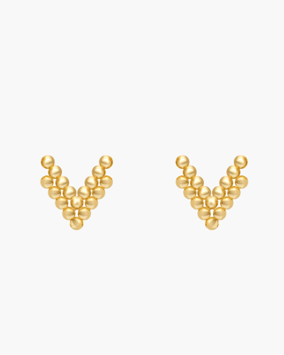 V - Stud Yellow Gold Earrings