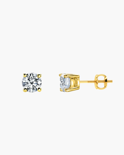 Forever Classic 1ct Brilliant Diamond Solitaire Gold Stud Earrings
