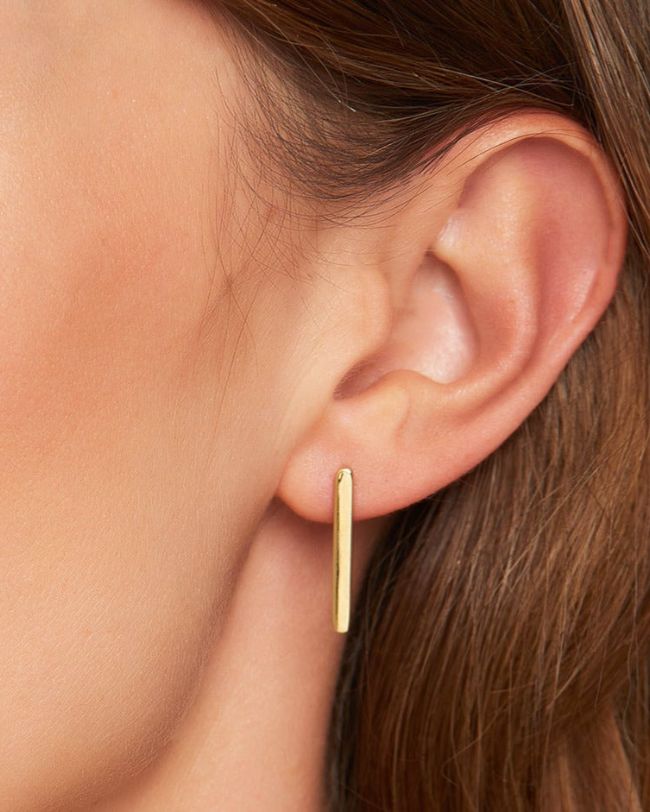 Wesentliches Barren Gold Einzelner Ohrring