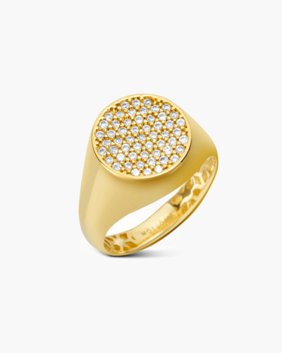 Diamond Signet Yellow Gold Ring