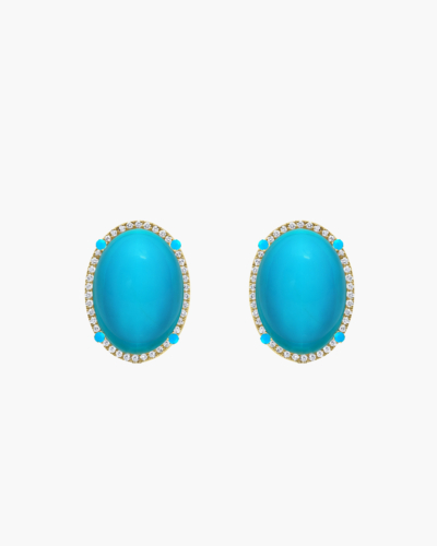 Forever Classic Turquoise & White Sapphire Oval Stud Earrings