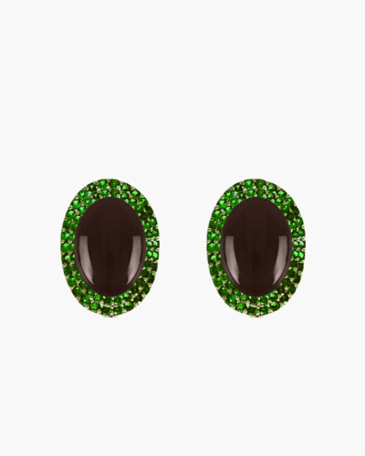 Margoret Chrome Diopside & Black Onyx Stud Earrings