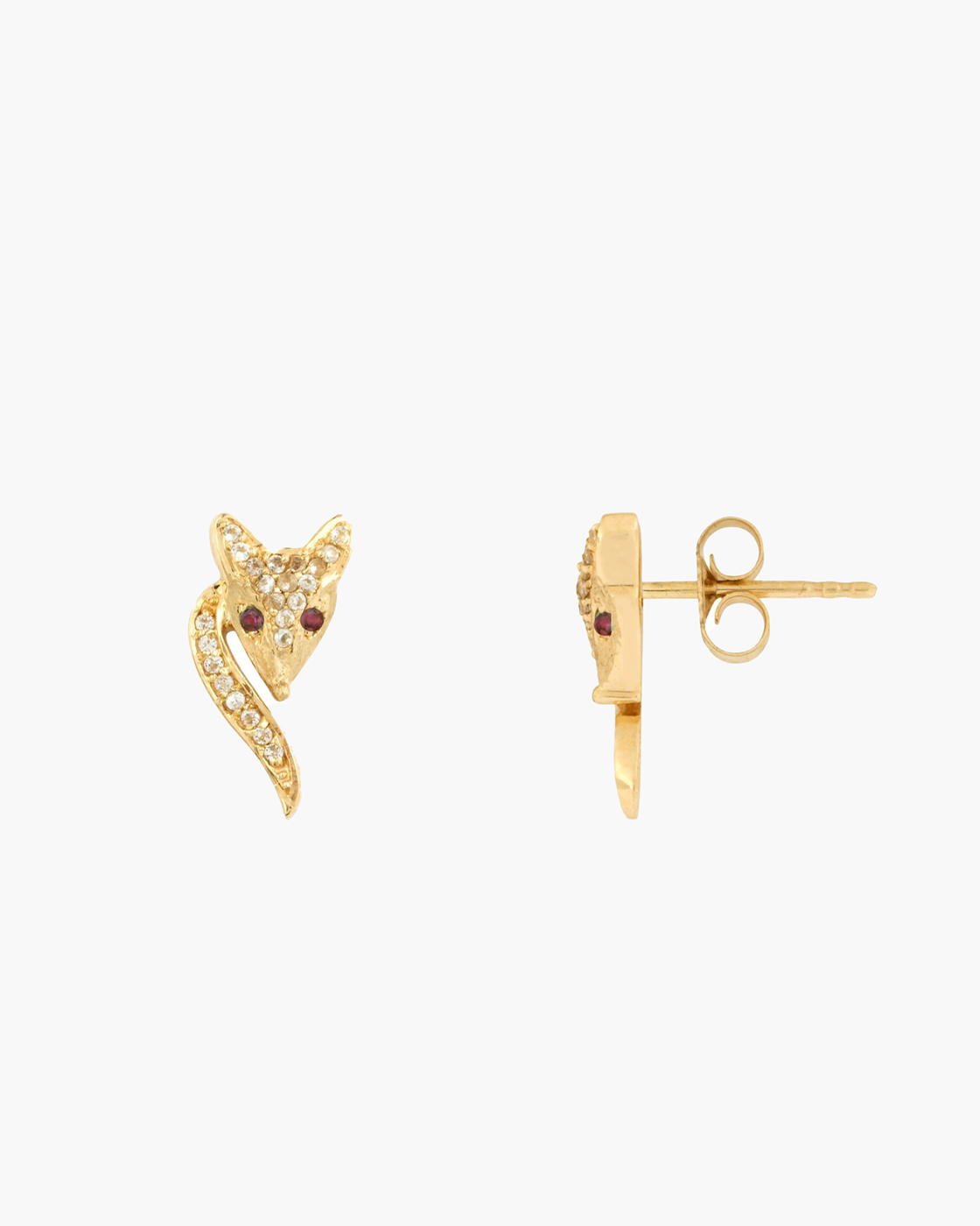 Vulpes Ruby & Diamond Fox Stud Earrings